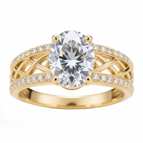 Custom 10k/14k/18k Gold Moissanite Engagement Ring for Women 925 Sterling Silver Gold Moissanite Wedding Ring D Color VVS1 Clarity Anniversary Mothers Day Jewelry Gift Sizes 4-16