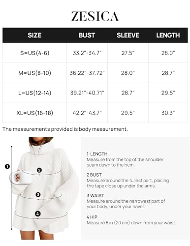 Zesica CASUAL Women'S 2024 Winter Sweaters Oversized Turtleneck Long Sleeve Chunky Knitted Pullover Sweater Jumper Tops,White,Medium thumb #5