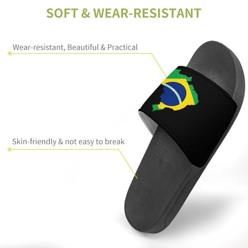 Flag of Brazil Map Non Slip Slides Sandals for Women Men Quick Drying Shower Shoes for Bathroom Pool Beach3