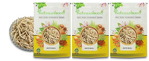Image of IndianJadiBooti Safed Musli Root (900g Pack of 3) | Whole & Raw Chlorophytum Borivilianum | Ayurvedic Herb for Strength, Stamina & Vitality Support | Natural White Musli | Sun-Dried & Non-GMO | Premium Grade