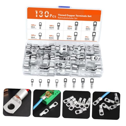Kit de conectores de cable de 130 piezas con terminales redondos resistentes para crimpado 5