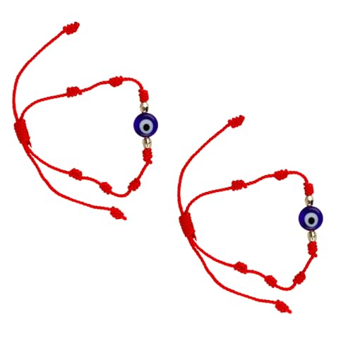 rparty-Pulsera 7 Nudos Roja Original Contra el Mal de Ojo y Proteccion Mala energia Hecha a Mano, Amuleto de Hilo para Hombre Mujer Parejas y Amistad, Accesorio de la Buena Suerte/OJO TURCO