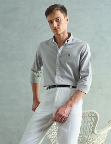 Image of Arrow Sport Solid Slim Fit Cotton Shirt for Men - Full Sleeve Mens Casual Shirts
