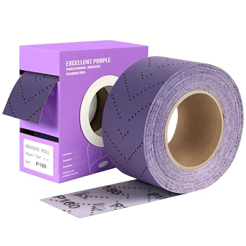 Image of 180 Grit Hook and Loop Sandpaper Roll, 2-3 /4 inch x 13 Yard Wet Dry Sanding | Polyester Film Backing Sand Paper Sheets, Water and Oil Resistant Anti-Clogging, Ceramic Abrasive for Automotive Metal Wood