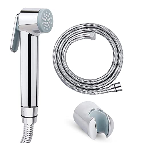 Image of KURIC ABS Health Faucet Set With 1.5 Meter Flexible Stainless Steel Hose Pipe Tube and Wall Hook for Bathroom, Jet Spray for Toilet Shower Faucet, Toilet Bidet, Sink Sprayer, Handheld Faucet Set