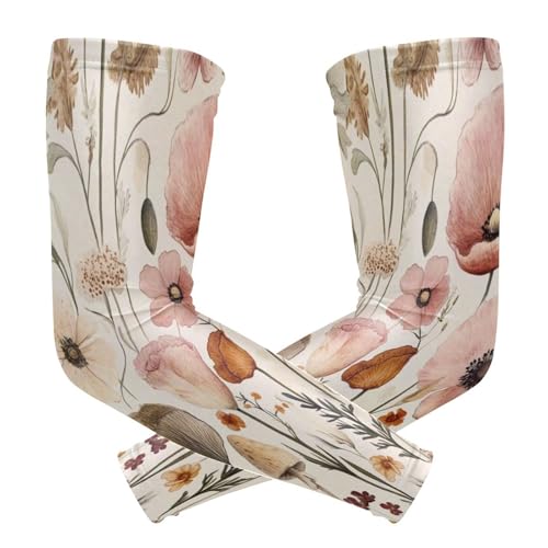 Kigai Poppy Wildflowers UV Sun Protection Arm Sleeves for Men Women Cooling Compression Sports Arm Sleeves Tattoo Cover Up