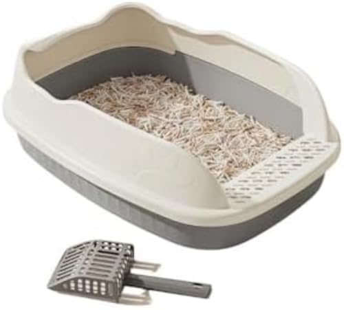 Wudzoo 猫 トイレ 獣医師開発 猫屋さん使える ゆったり広々サイズ 大型猫 大きいサイズ 子猫から成猫まで使える 砂の飛び散り防止 猫用品 ニオイの広がり防止 (1,L)