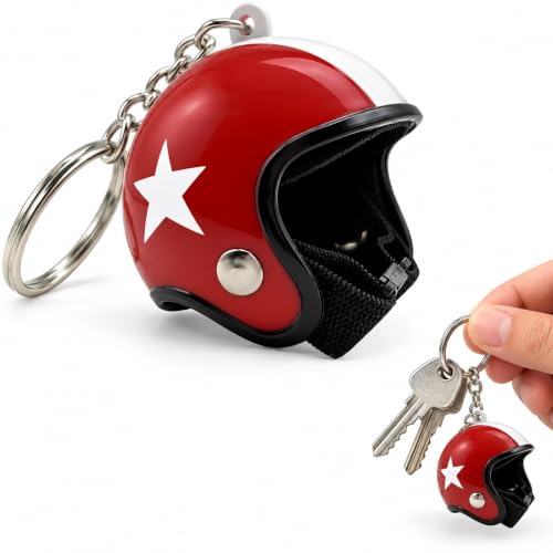 Llavero Casco De Moto, Motorcycle Helmet Keychain, Rojo, 1 Unidad