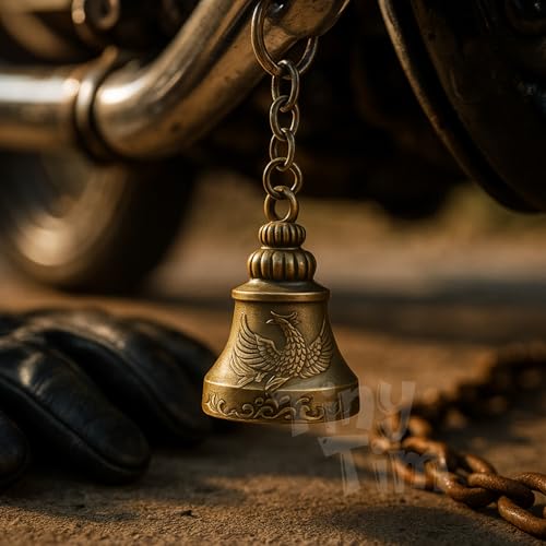 Image of Tiny Tim Guardian Bell with Evil Eye Charm - Protective Motorcycle & Car Accessory - Tibetan-Inspired Design - Wards Off Negative Energy - Ideal Gift for Bikers & Travelers