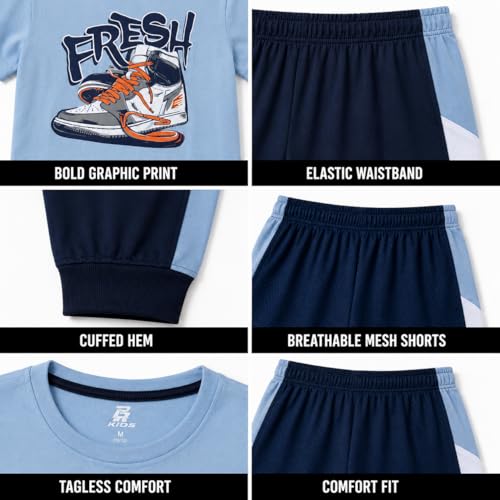 Image of Pro Athlete Boys Pants Set - 3 Piece Active Short Sleeve Graphic Tees Athletic Shorts and Jogger Sweatpants for Boys