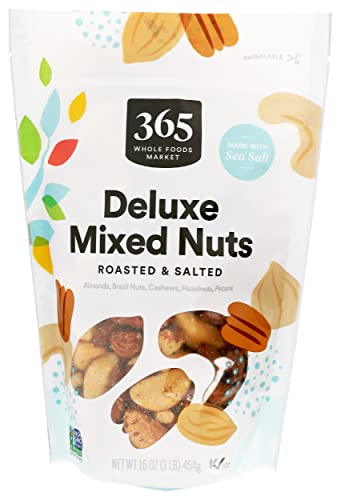 365 by Whole Foods Market, Nuts Deluxe Mixed No Peanuts Roasted Salted, 16 Ounce