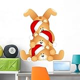 Wallmonkeys Stack Christmas Teddy Bears Wall Decal Peel and Stick Holiday Graphics (36 in H x 30 in...