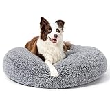 PELZIN Stoutwool Indestructible Dog Bed - Round Chew Proof Dog Pad - Fluffy Pillow Bed for Aggressive Chewers - Durable - Washable - Ideal for Large Breeds - 36", Charcoal