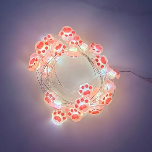 KOBOKO Pfoten Lichterkette, 2M 20 LED Lichterkette Innen Außen, Lichterkette Batteriebetrieben, Katzenpfote Lichterketten, Katzenkrallen Dekorative Lichter für Garten,Weihnachten,Hochzeit,Partysdeko