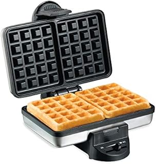 Hamilton Beach Belgian Mini Waffle Maker with Shade Control, Makes 2 at Once, Create Personalized Keto Chaffles and Hash Browns, Non-Stick Plates, Compact Design, Stainless Steel
