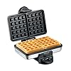 Hamilton Beach Belgian Mini Waffle Maker with Shade Control, Makes 2 at Once, Create Personalized Keto Chaffles and Hash Browns, Non-Stick Plates, Compact Design, Stainless Steel