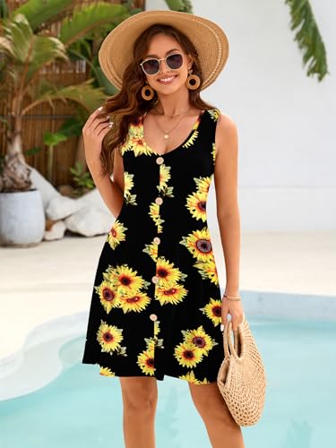 Image of BELAROI Summer Dresses for Women Beach Tshirt Sundress V Neck Casual Swing Tank Dress Swimsuit Cover Ups Pockets