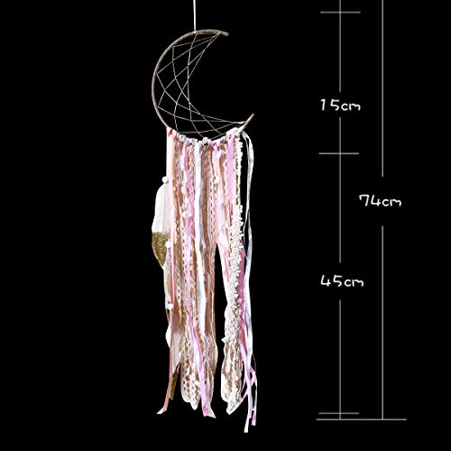 image for JOXJOZ White Feather Dream Catchers for Kids, Handmade Moon Dream Catc