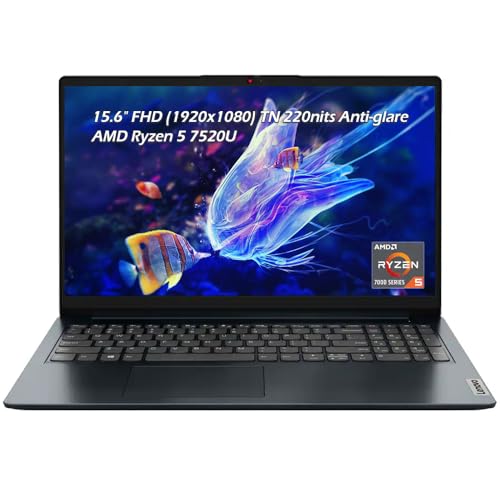 Image of Customized Laptop, Created Using Lenovo Ideapad 1 Laptop, AMD Ryzen 5 7520U, 5.6 inch FHD IPS Anti-Glare Display, 8GB RAM 512GB SSD, AMD Radeon 610M, WiFi6 Bluetooth Win11, Abyss Blue,Business