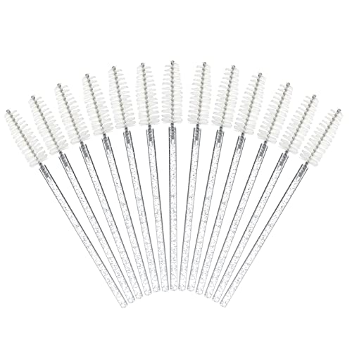 Image of G2PLUS 100PCS Crystal Eyelash Brush, Disposable Mascara Wands, White Lash Spoolies Applicator Makeup Kits for Applying Mascara, Lash Extensions and Eyebrow Brush