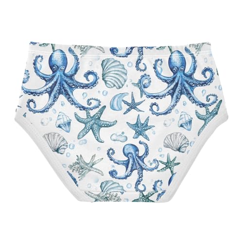ZZKKO Ocean Blue Octopus Starfish Girls Underwear Toddler Panties for Girls Comfort Brief Size 2-8T2