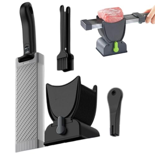 NRSW Trancheuse à Viande Multifonctionnelle, Épaisseur Réglable 2 ou 4 mm, Coupe-Porc Manuel pour Bœuf, Noir