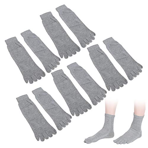 5 Paar Zehensocken, Fünf-Finger-Socken, Atmungsaktive Fünf-Finger-Socken Verhindern Fußgeruch Laufende Yoga-Socken für Männer (Grau)