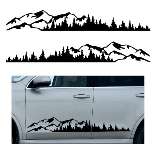 Rdxcv 2 PCS Car Mountain Tree Forest Decals, 59.1×7.9' Snow Mountain Tree Graphic Sticker Car Side...