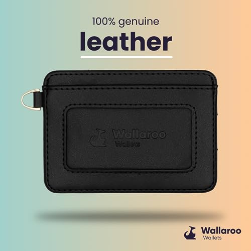 Image of Wallaroo Wallets Premium Leather Women's Wristlet Wallet Slim Card Holder for Credit Cards, ID, and Cash - Minimalist Slim Style with Non-Slip Lining and Wrist Strap (Black)