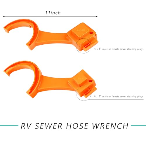 Image of 2 PCS RV Sewer Hose Wrench, Multi-Purpose Camper Sewer Hose Fitting Wrenches, Universal Spanner Wrench Fits Most 3 inch & 4 inch Male /Female RV Cleanout Plug, Car Accessories