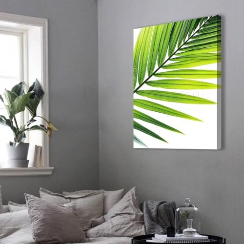 Toile murale feuilles de plantain vertes 70x100 cm avec cadre - 4