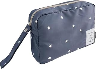軽くてたっぷり入る！はっ水 おむつポーチ 大容量 撥水 軽量 赤ちゃん 着替え ポーチ 洗える 大きめ ベビー おむつバッグ 収納 ベビーカーバッグ dz173 スター・アッシュネイビー