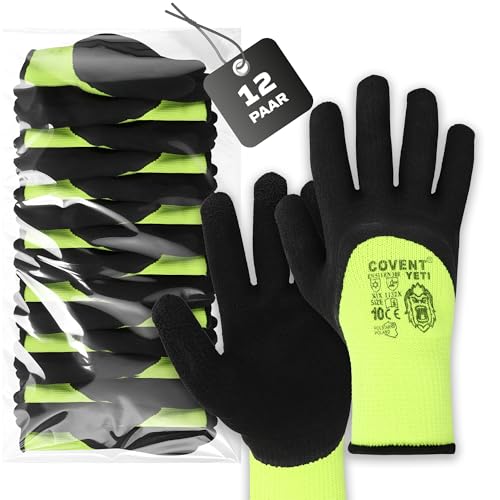 Covent Yeti Gants de travail d’hiver pour hommes Taille 10 (lot de 12) - Gants de montage chauds Catégorie II - EN388 Gants de construction pour constructeurs, mécaniciens et monteurs