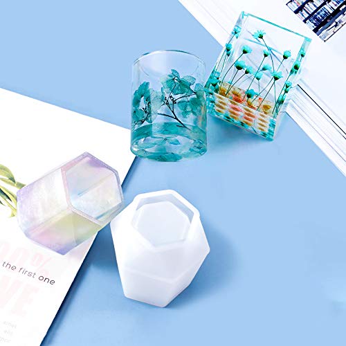 3 Pcs Cup Resin Silicone Mold, Kalolary Makeup Brush Holder Organizer Cylinder Craft Epoxy Mold, Diy Flower Planter Pot Molds, Cup Mold, Pen Holder Molds #TOP3
