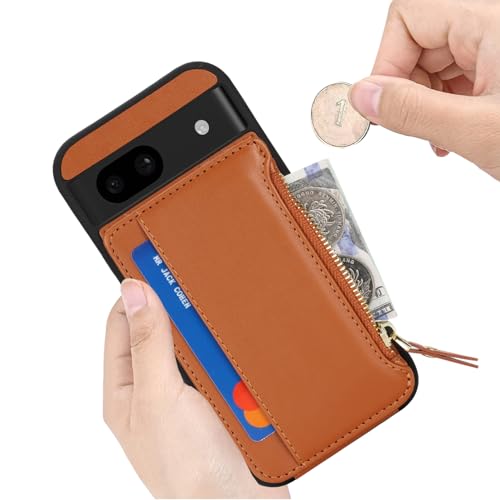 Image of Cavor for Google Pixel 8a Case Wallet with Card Holder, Brown