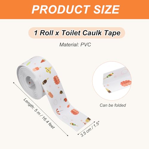 Image of PATIKIL Caulk Tape Waterproof Self Adhesive, PVC Toilet Caulking Sealant Strip Bathtub Caulk Sealing Strip Tape for Bathroom Kitchen Countertop, Ice Cream (1.5 Inch x 16.4 Ft)