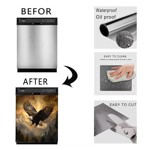 Image of BVBOX Dishwasher Magnet Cover 23 inchx26 inch, Reusable Magnetic Refrigerator Covers, Decorative Magnets Cover Fridge Door Skin Panel Stickers for Home Kitchen Appliance