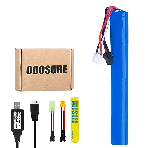 OooSure 7.4V Battery 2000mAh for Airsoft Battery SRB1200, SRB400, SRB400-SUB, MP5K, M4 and M110 Water Bead Blaster Airsoft Gun with SM2P to XT30 / Mini Tamiya Switch Cable…
