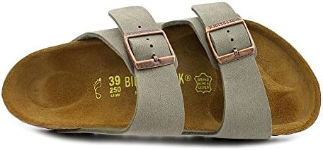 Birkenstock Arizona - Couro (Unissex), Pedra, 11-11.5 Women/9-9.5