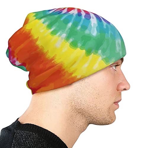 Tie Dye Rainbow Slouchy Cool Beanies Skull Caps For Women Men Running Hat Soft Night Caps For Sleeping Chemo Headwear Winter Summer Warm Hat #TOP5