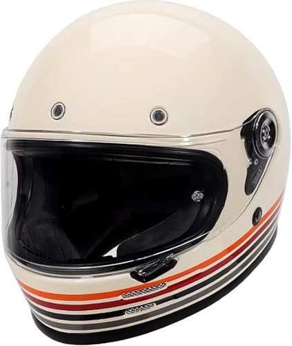 Casco Integrale Da Motociclista Vintage Retrò Con Visiera Parasole, Per Moto, Ciclomotore, Moto Da Strada, Da Corsa, Omologato Dot I,M=55-56Cm