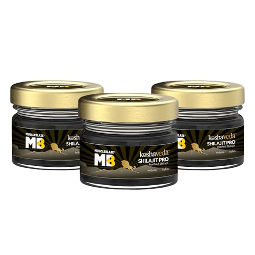 Image of Koshaveda Shilajit Pro by MuscleBlaze (20g Shilajit Resin Each, Pack of 3) | For Strength, Stamina & Endurance