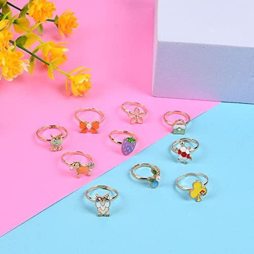 Osdue 36 Pcs Little Girl Jewel Rings In Box, Adjustable, No Duplication Kids Jewelry Rings Set With Heart Shape Display Case, Girl Pretend Play And Dress Up Rings For 3-12 Year Old Girl Birthday Gifts #TOP4