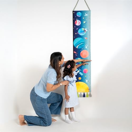 Image of ZOOKEEPER Height Chart for Kids (19 inch-72 inch) Premium Tim The Traveller Durable Cotton Wall Hanging Growth Measuring Ruler for Baby Room, Nursery and Playroom Cute Home Wall Decor and Perfect Gift for Boys and Girls