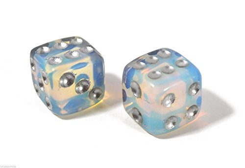 Natural Hand Carved Gemstone Dices, 15mm/0.59in, 6 Sided, Opalite