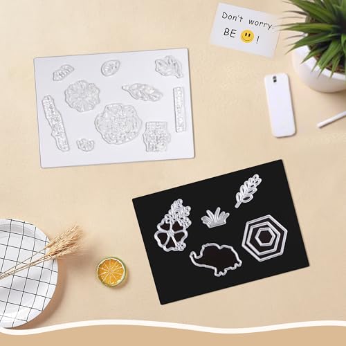 Image of Magnetic Sheets and Storage Bags for Stamps and Dies Storage with Album Pocket, Die Cut Storage Set for Storage Die Cutting,DIY Scrapbooking,Card Making Supplies(White 2sets)