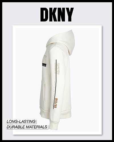 DKNY Moletom masculino – Moletom com capuz de lã (tamanho: P-GG), Off-white, M