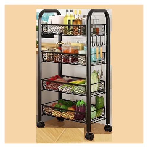 Carrito con ruedas negro para almacenamiento de alimentos y estante de exhibición