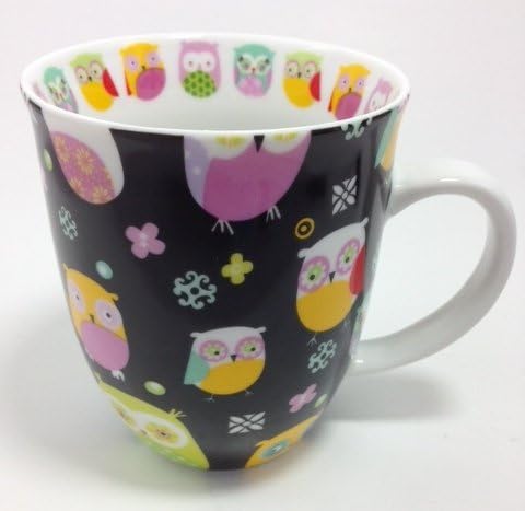 Owls Stars of the Night Deluxe Mug with inner lip pattern