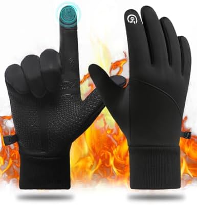 CRAZY SHARK Winter Thermal Gloves, Windproof Water-Resistant Gloves Anti-Slip Touch Screen Cycling Gloves for Men Women Hiking Climbing Riding Bike Outdoor Sports
